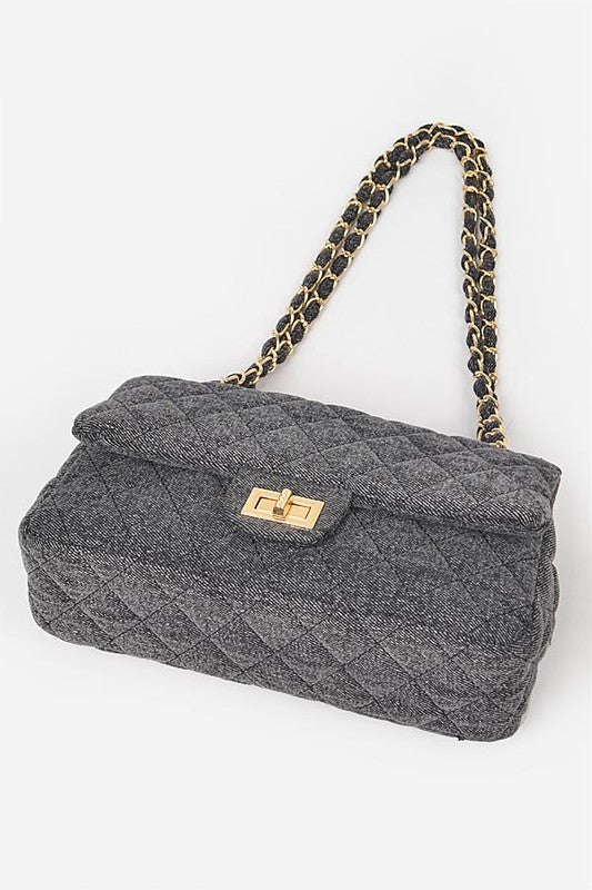 Quilted Cloth Chanel Style Shoulder Bag