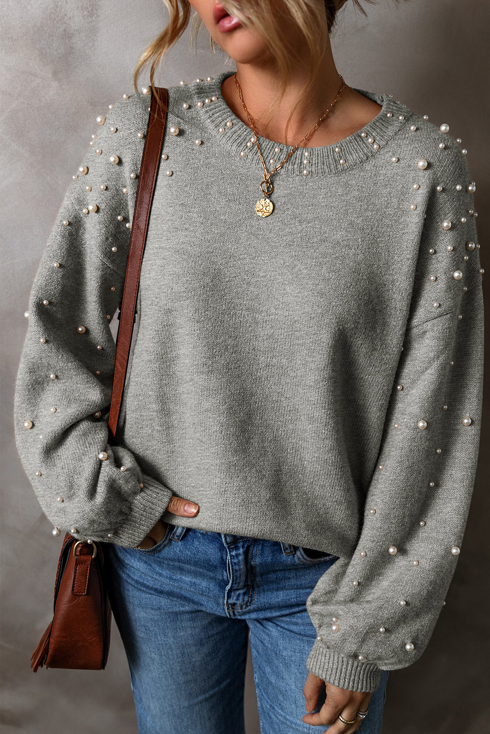 Pearl Drop Shoulder Sweater