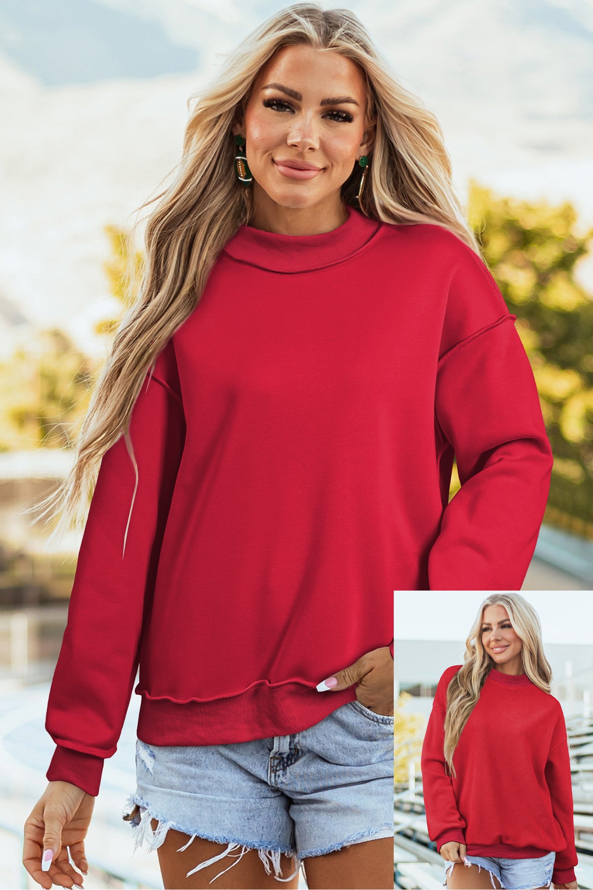 Reversible Mock Neck Sweatshirt