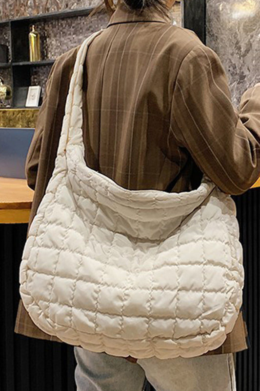 Quilted Zip Large Shoulder Bag