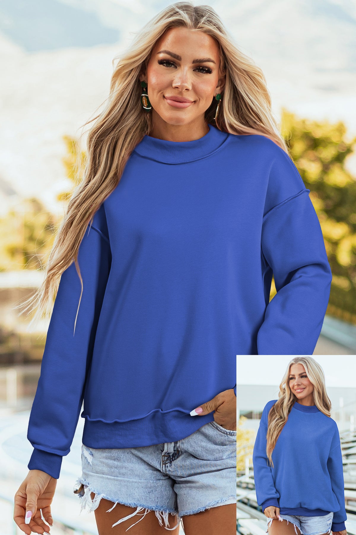 Reversible Mock Neck Sweatshirt