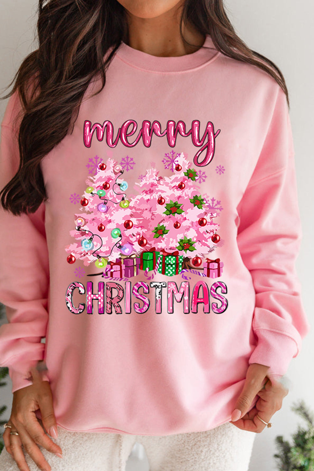 Merry Christmas Pink Sweatshirt