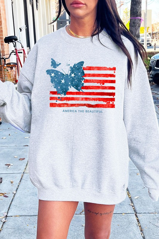 Butterfly USA Flag Fleece Sweatshirt