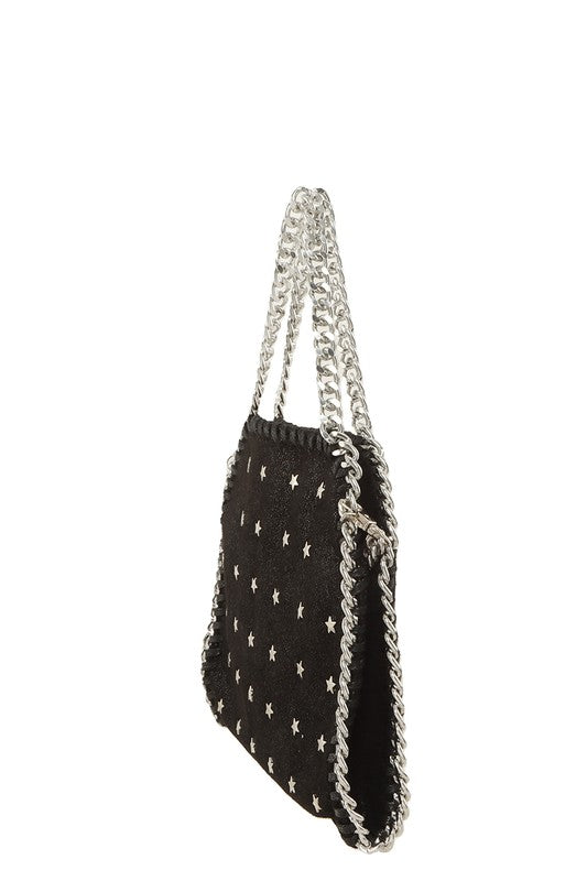 Chain/Stars Silver Crossbody Bag