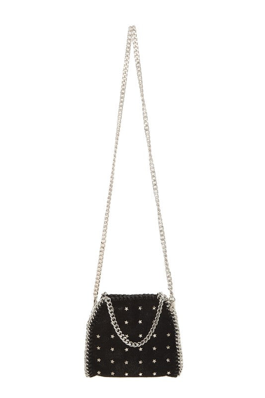 Chain/Stars Silver Crossbody Bag