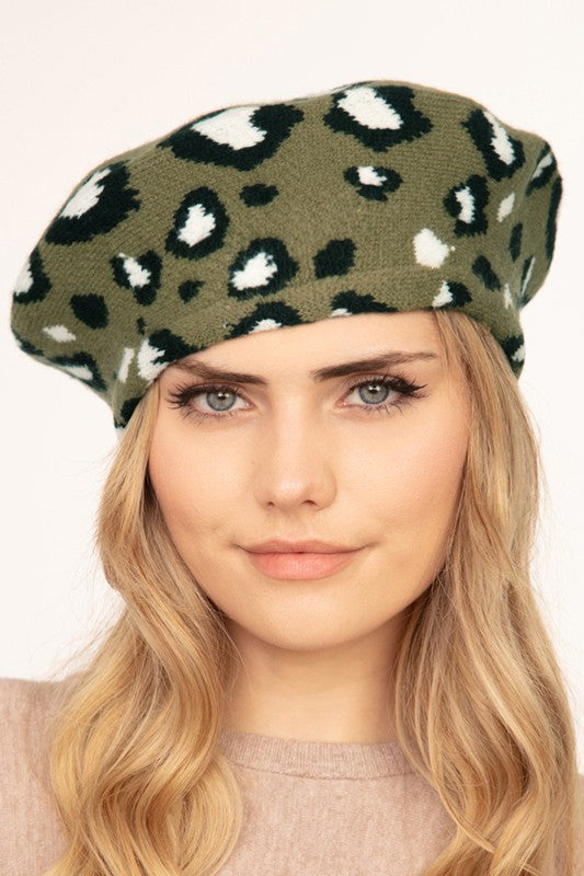 Leopard Soft Knit Beret