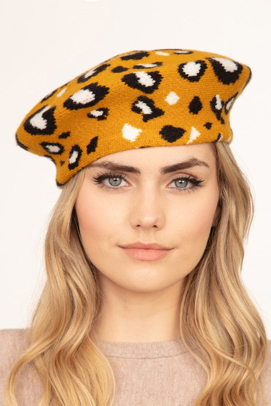 Leopard Soft Knit Beret