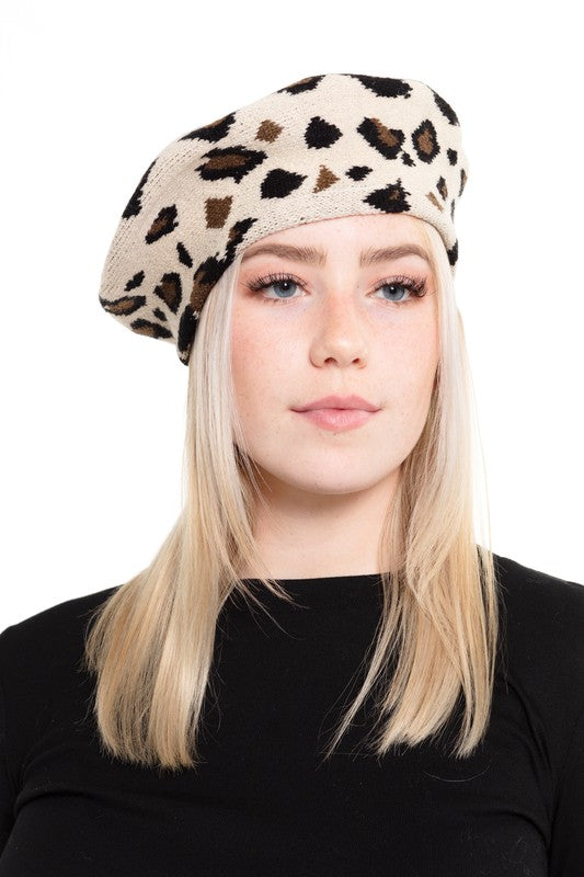 Leopard Soft Knit Beret