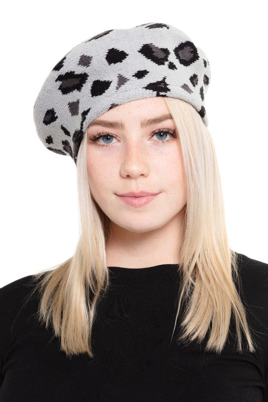 Leopard Soft Knit Beret