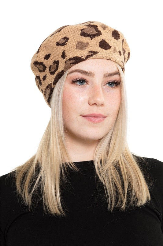 Leopard Soft Knit Beret