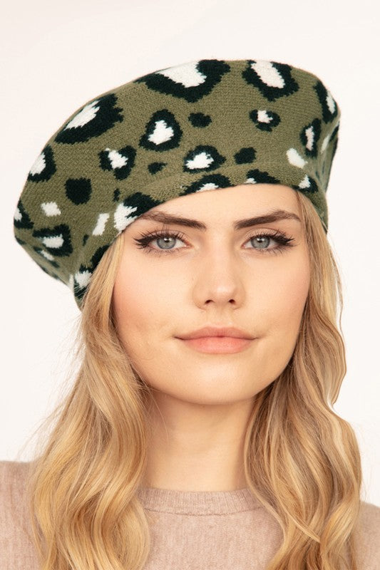 Leopard Soft Knit Beret