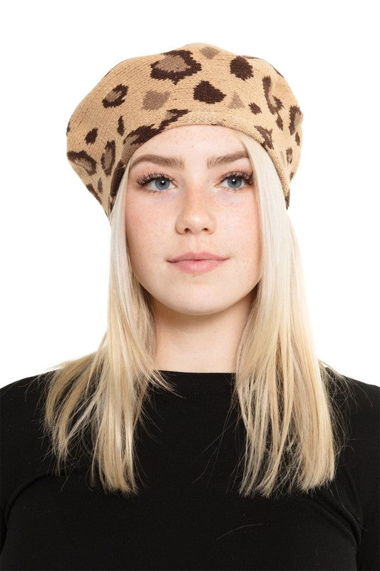 Leopard Soft Knit Beret