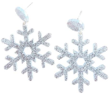 Silver Glitter Snowflake Earrings