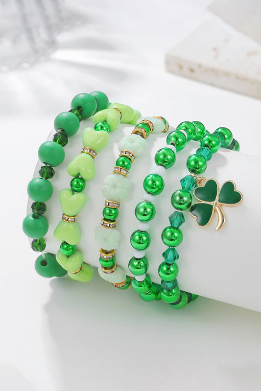 Green Clover Pendant 5PC Bracelet