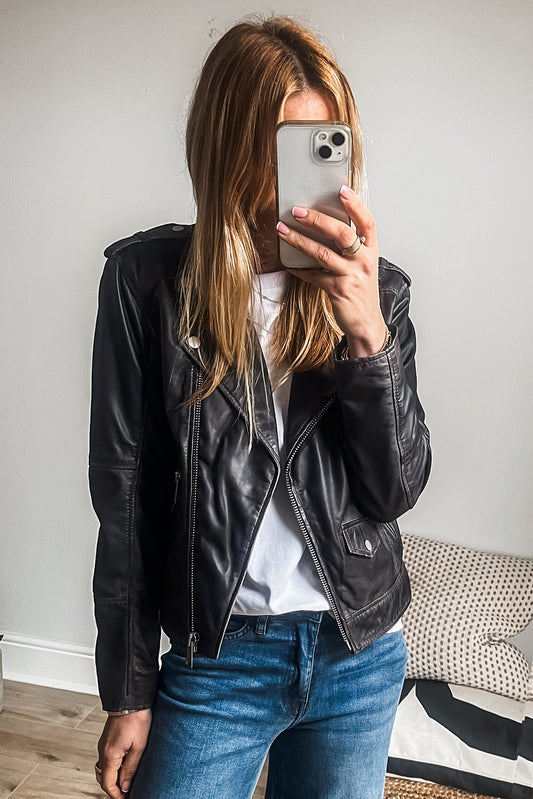 Faux Leather Moto Zip Jacket