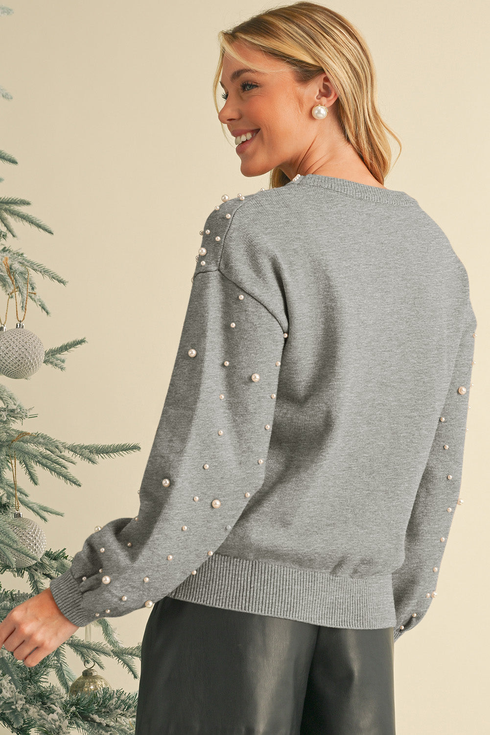 Pearl Drop Shoulder Sweater