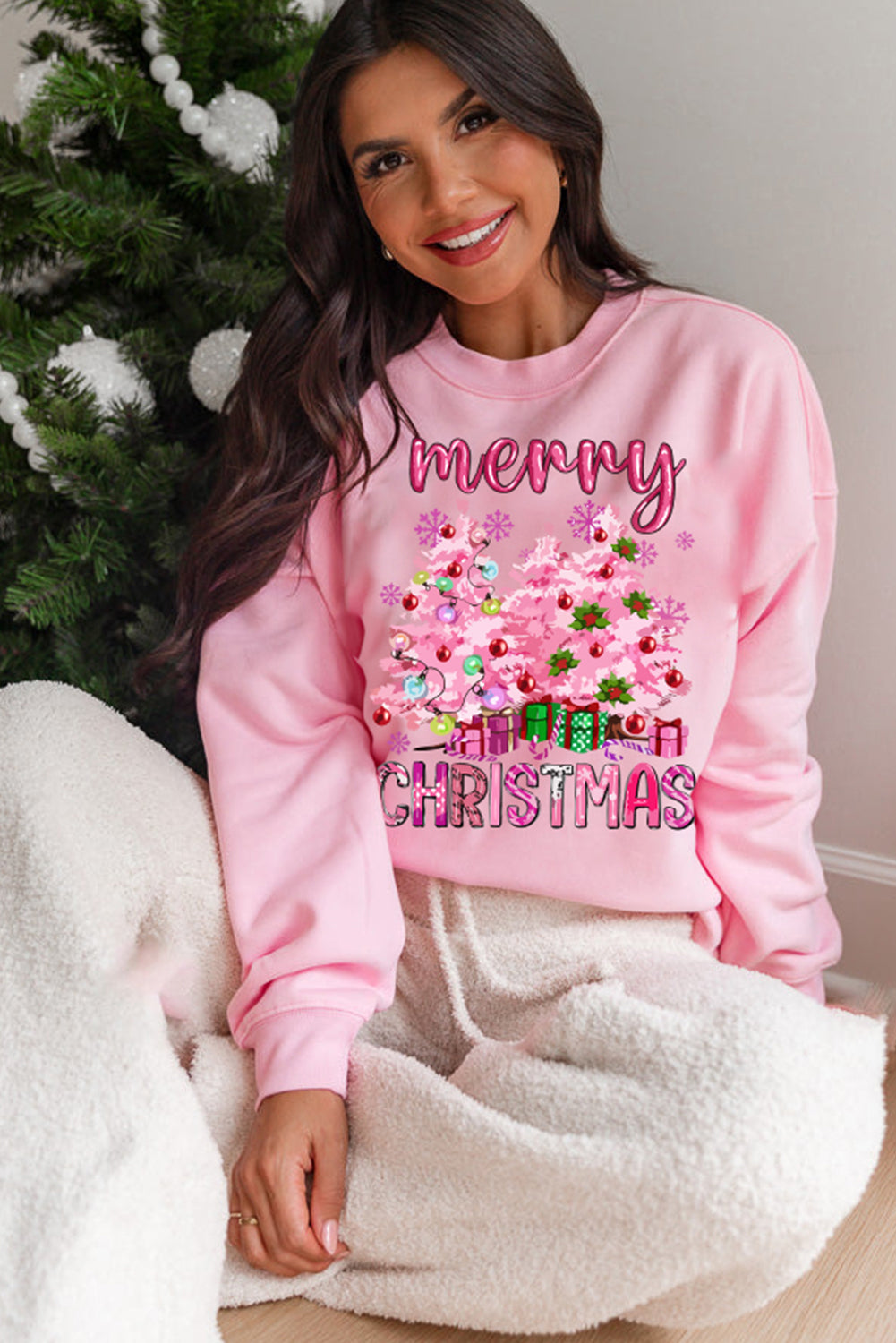 Merry Christmas Pink Sweatshirt