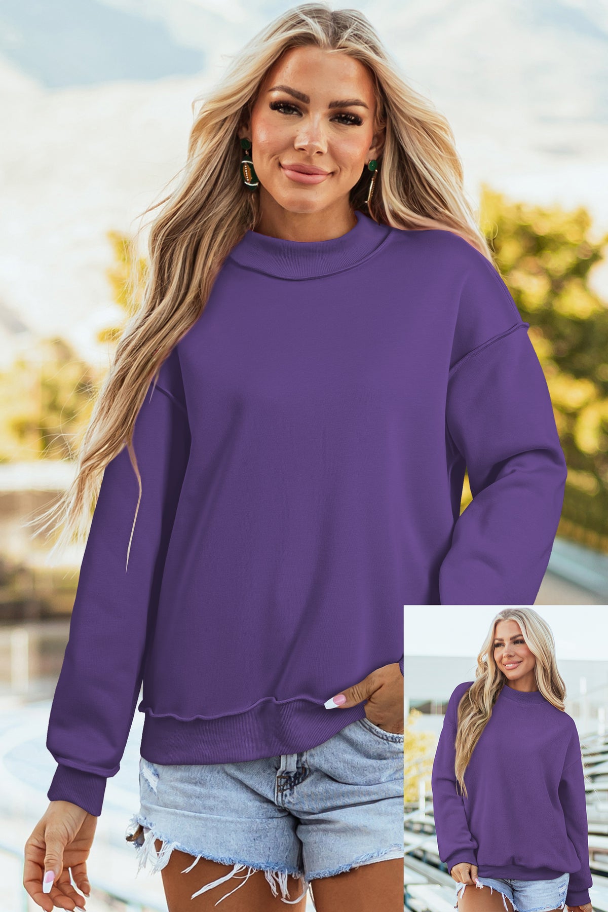 Reversible Mock Neck Sweatshirt