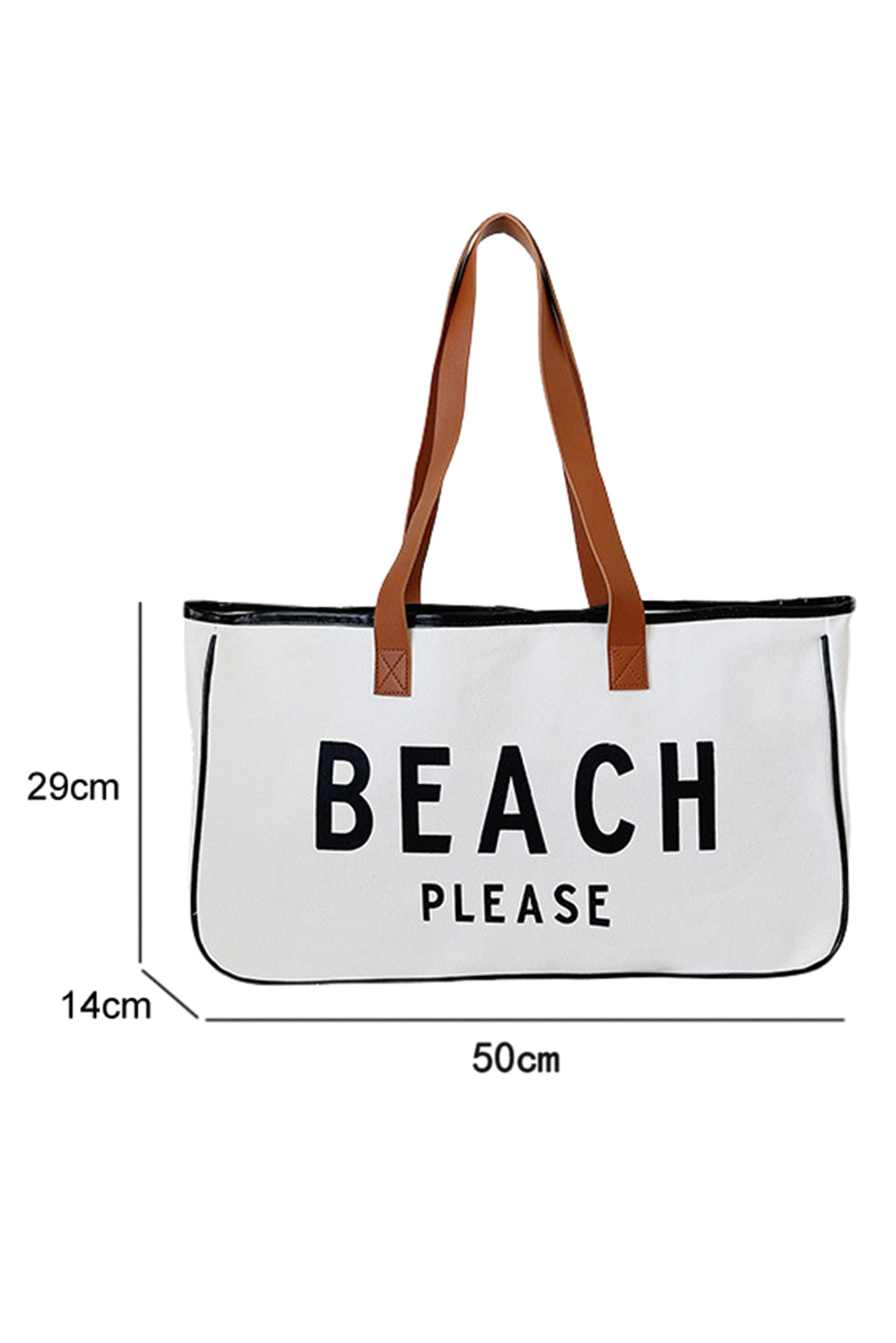 BEACH PLEASE Large Canvas Tote Bag