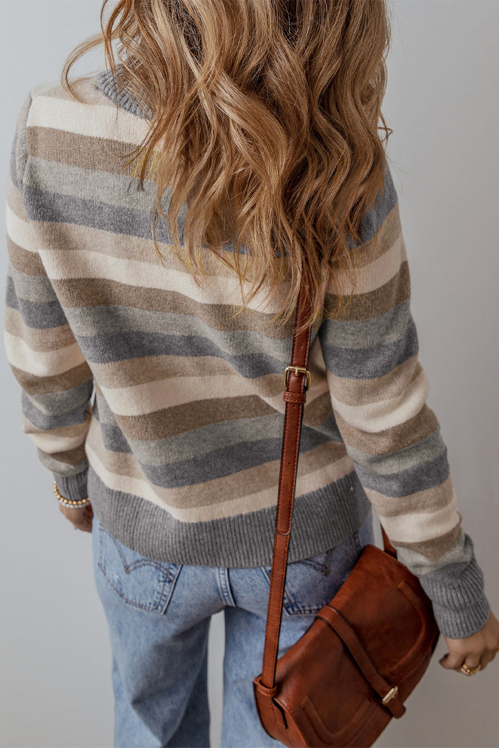 Striped Ribbed Edge Sweater