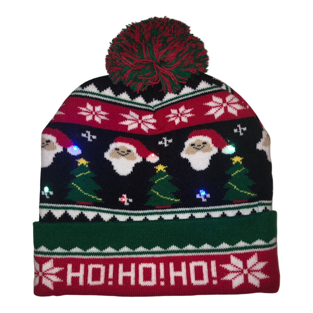 Santa, Trees, Snowflakes Light Up Cap