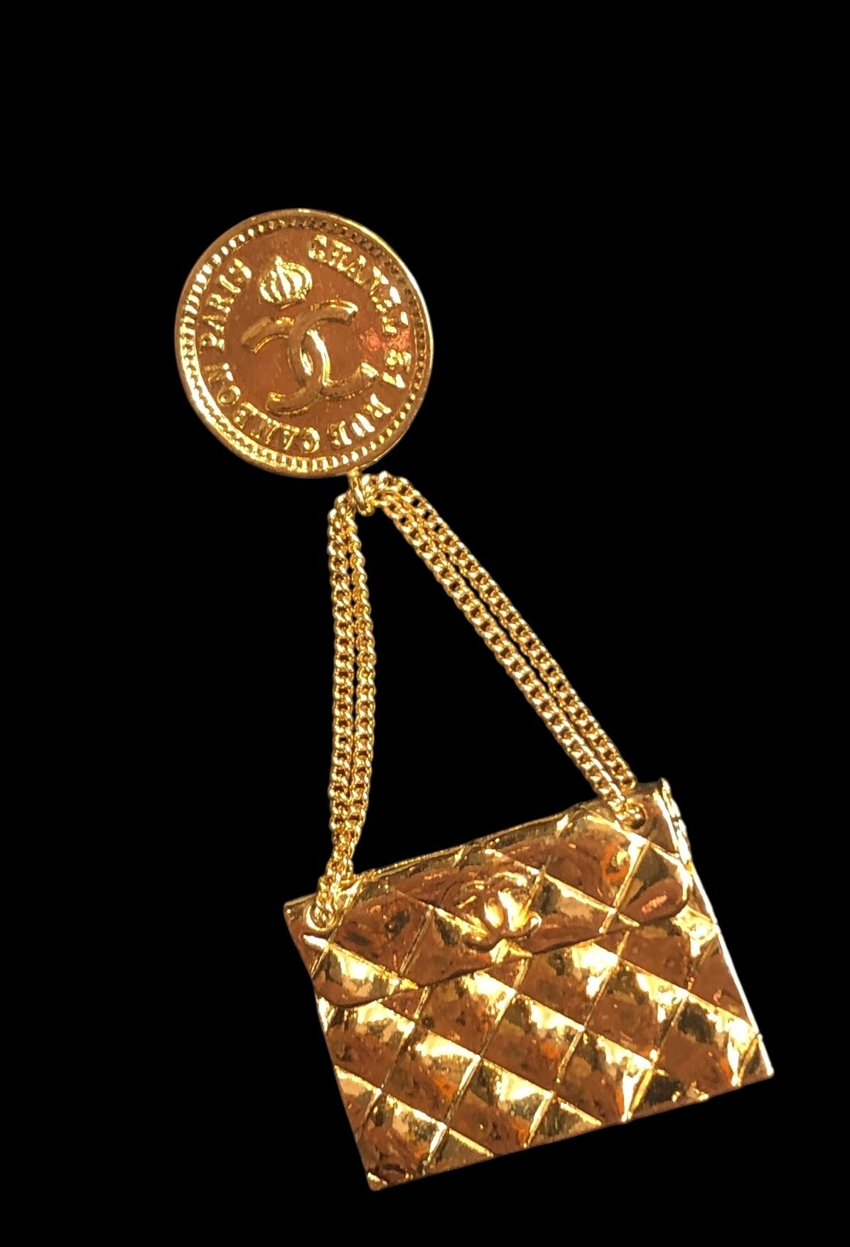 CHANEL Quilted Handbag Brooch