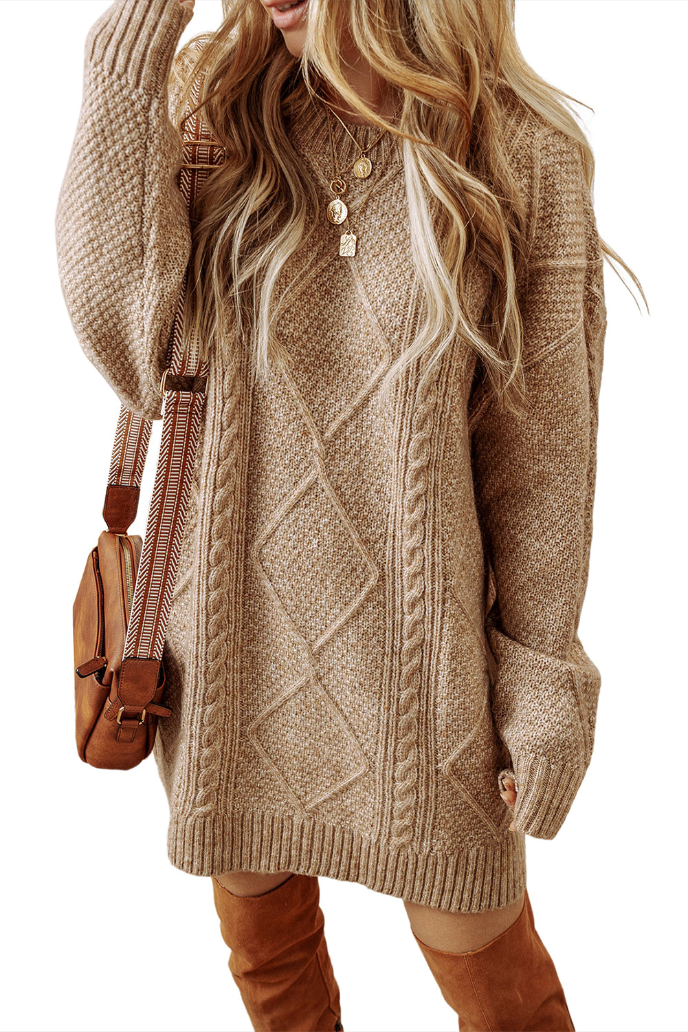 Cable Knit Sweater Dress/Tunic