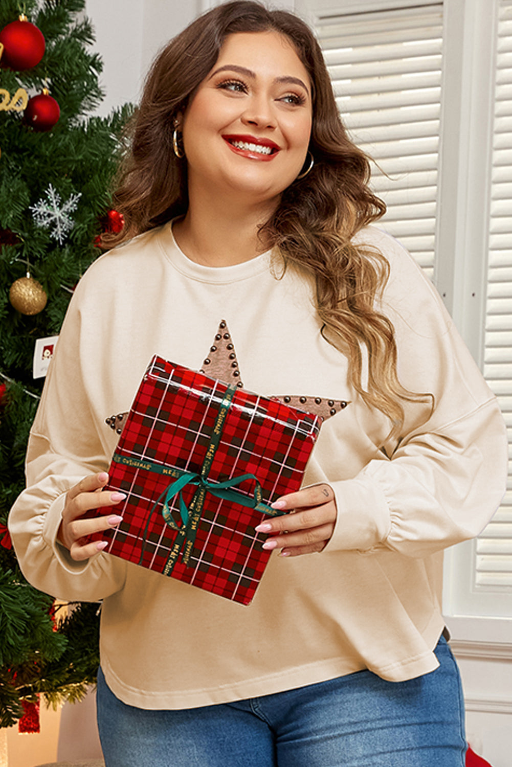 Star Studded Pullover Top Plus Size