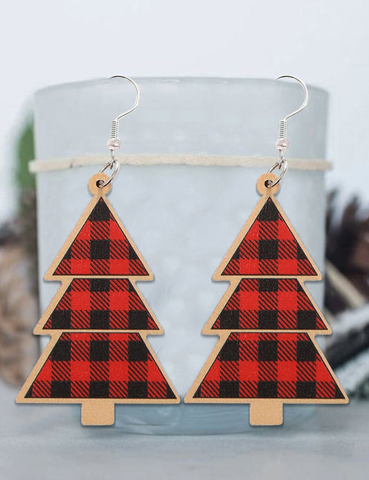 Buffalo Plaid Christmas Tree Earrings