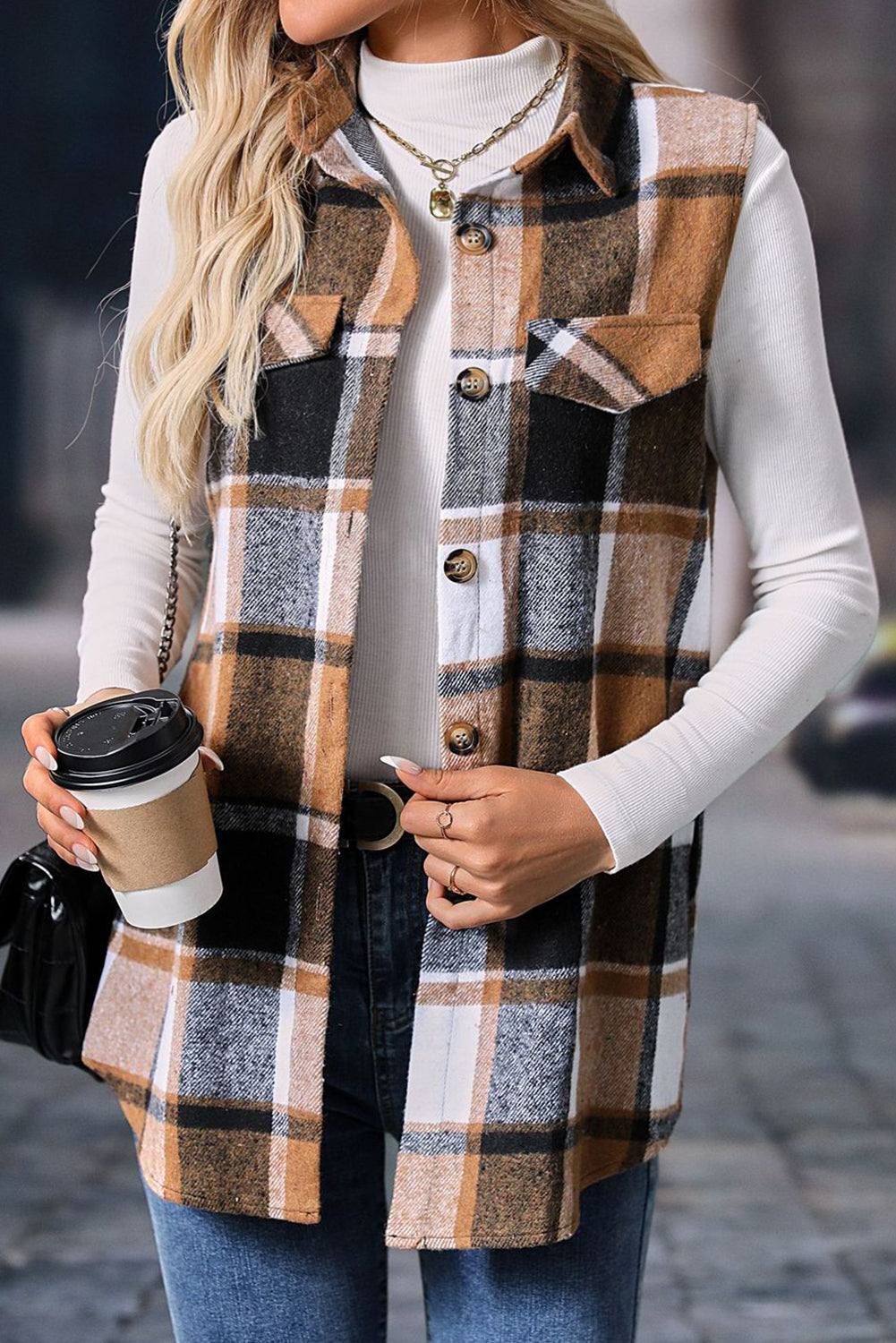 Plaid Sleeveless Vest