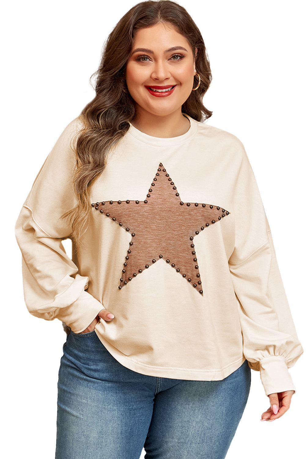 Star Studded Pullover Top Plus Size