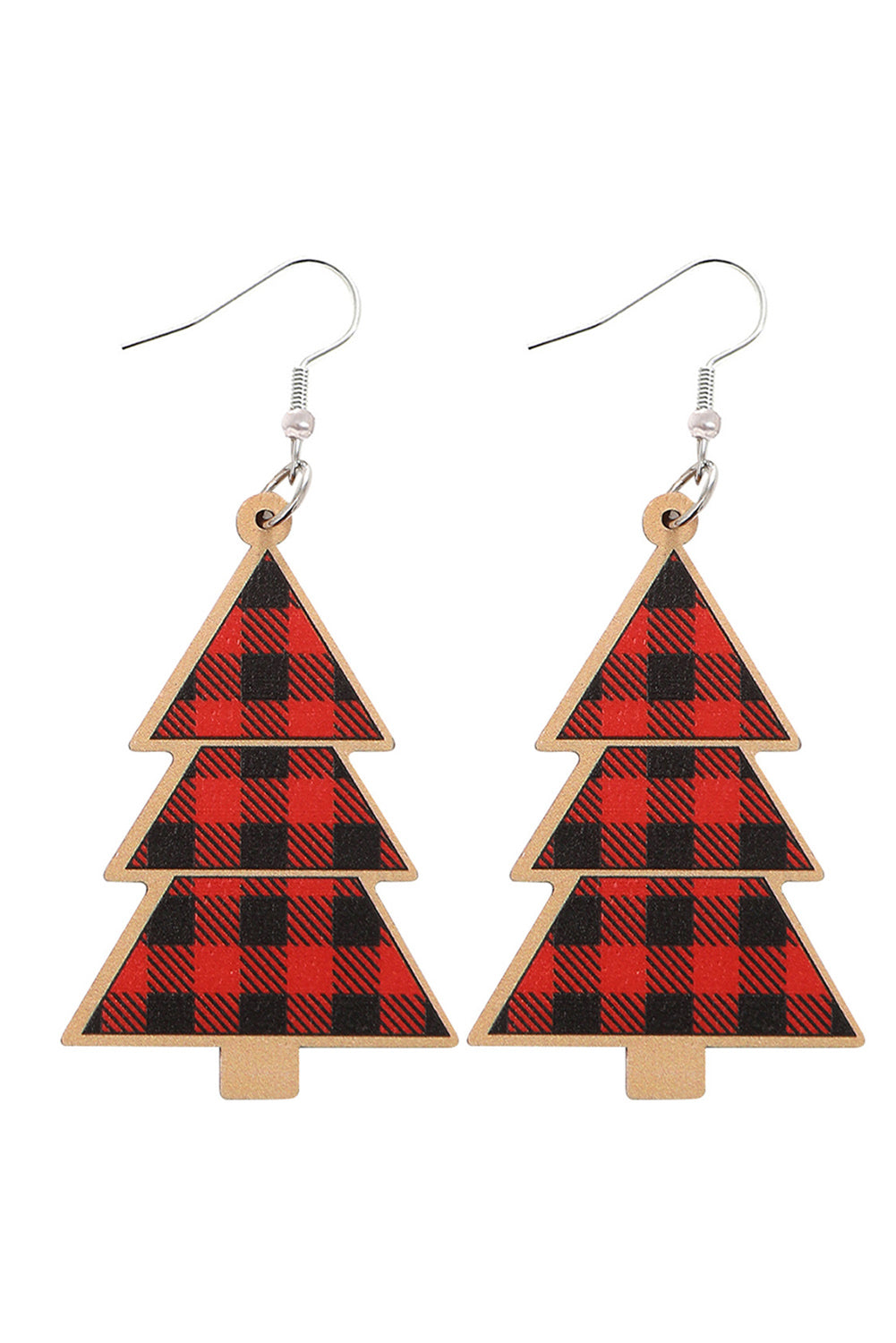 Buffalo Plaid Christmas Tree Earrings