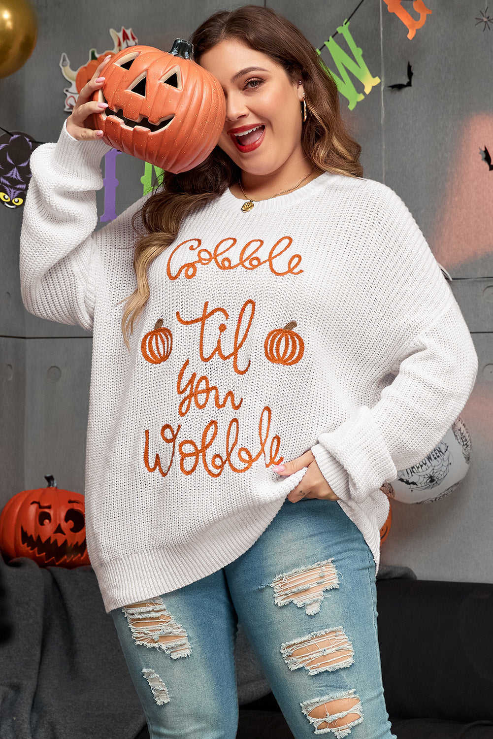 Gobble Til You Wobble Sweater Plus Size