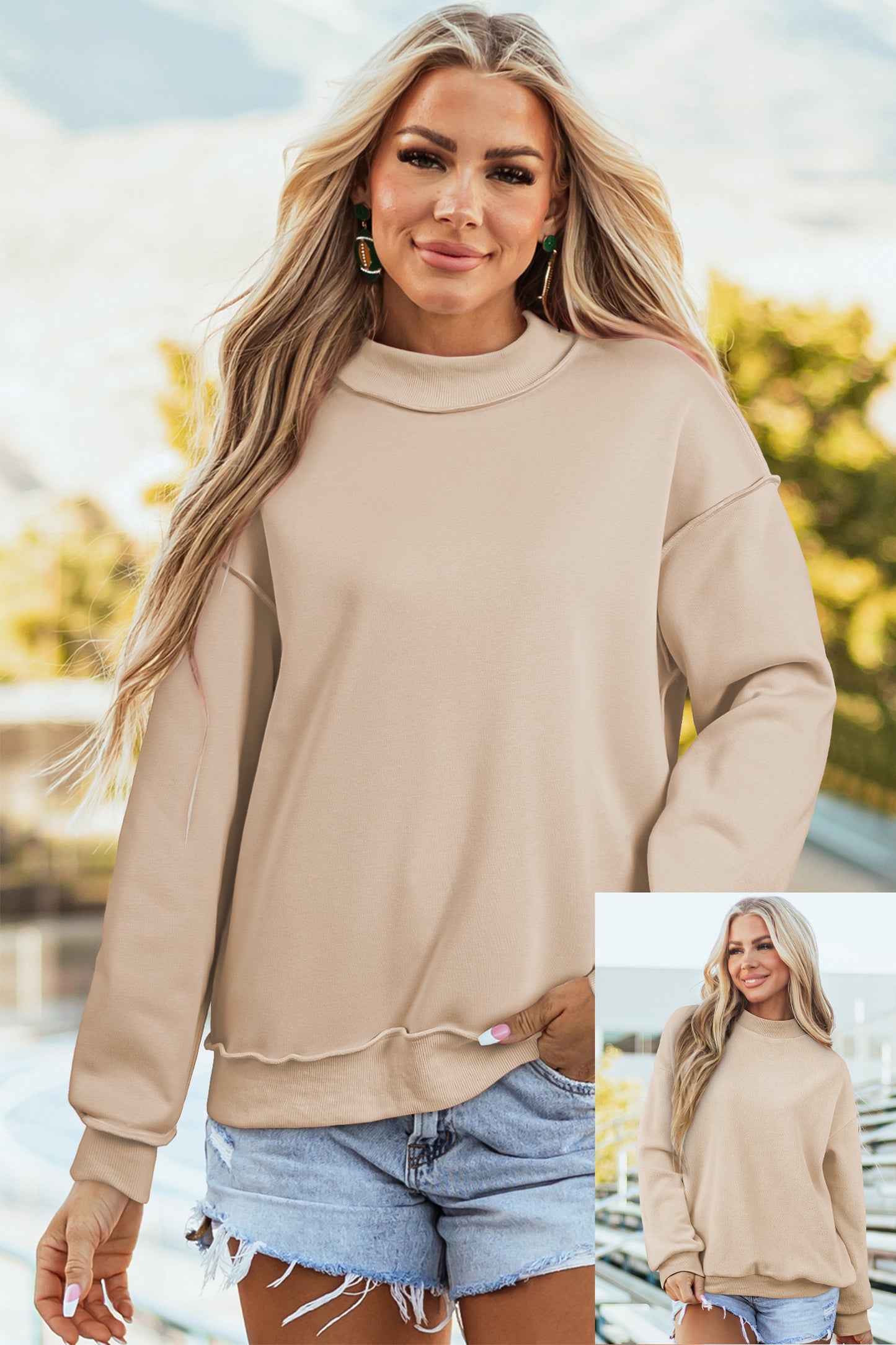 Reversible Mock Neck Sweatshirt