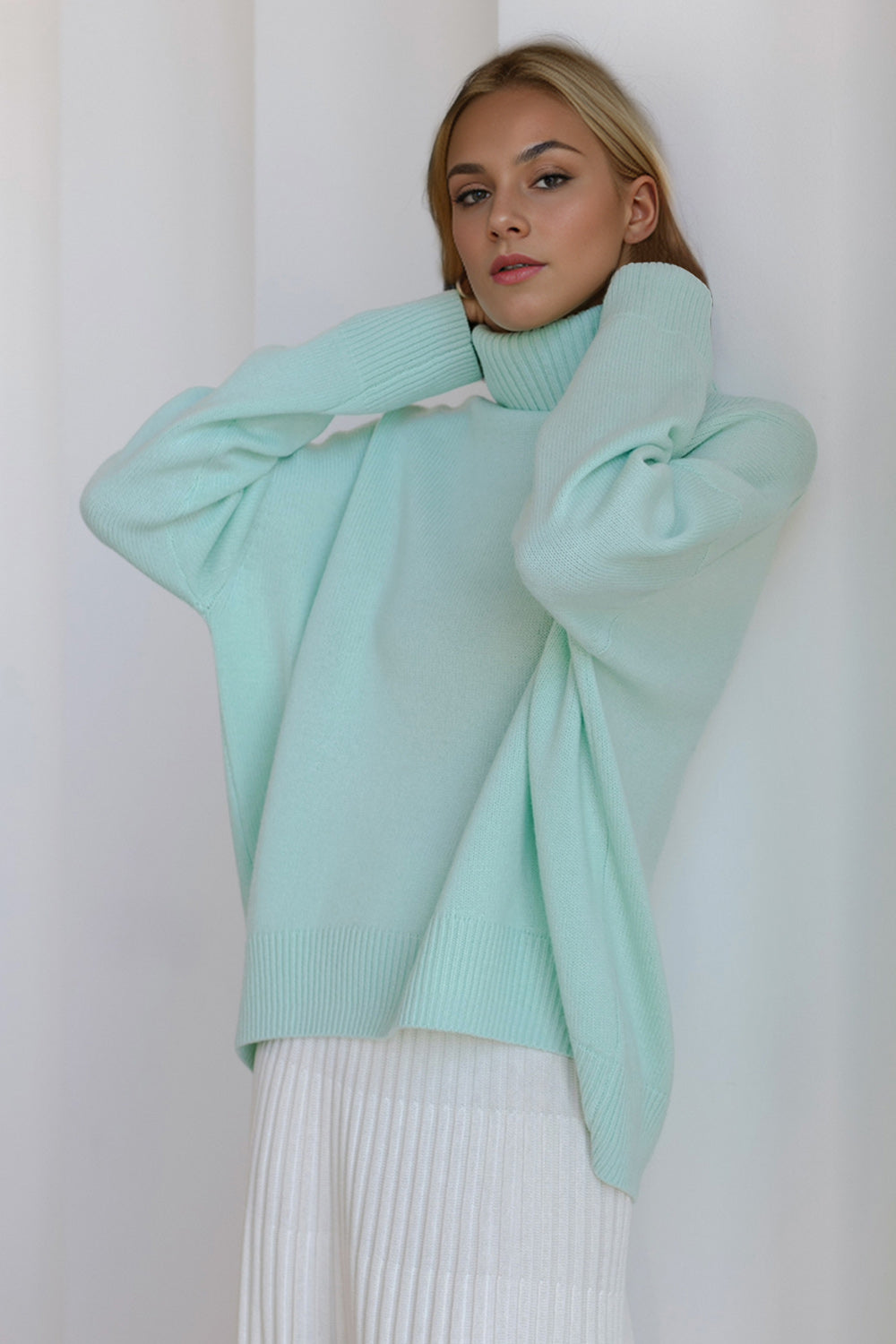 Dropped Shoulder Turtleneck Sweater