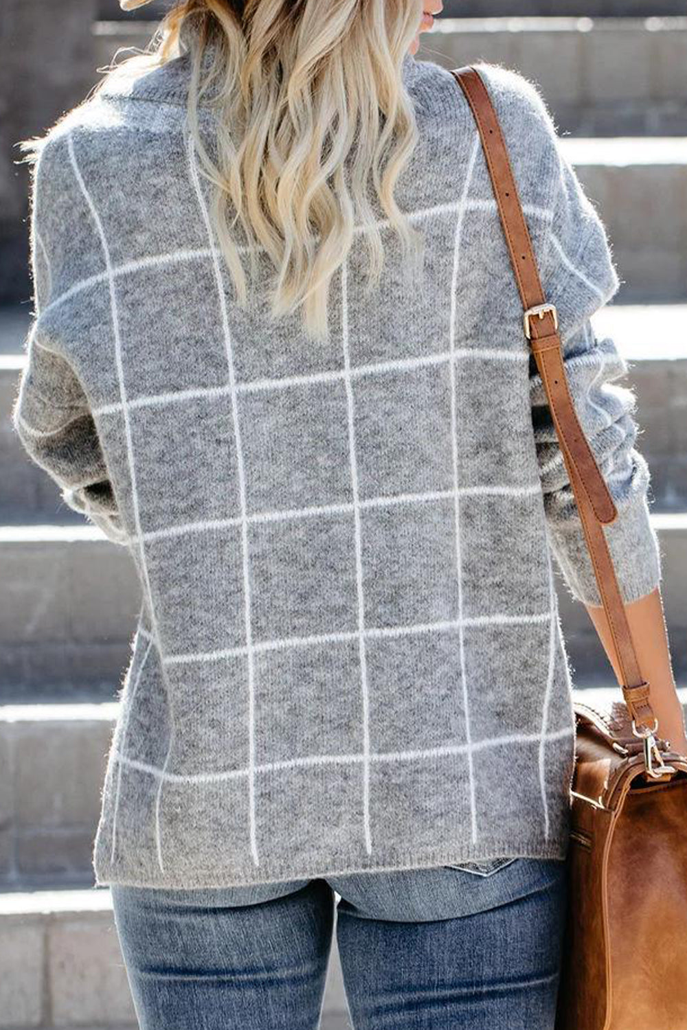 Box Plaid Drop Shoulder Sweater