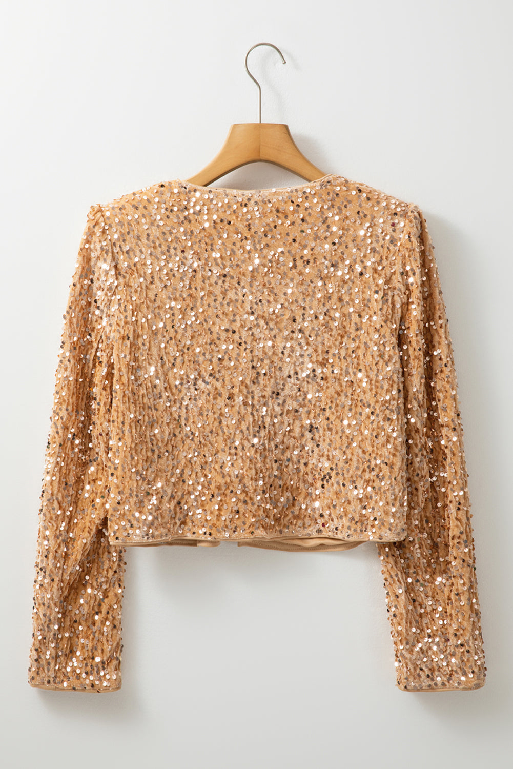 Sequin Open Front Cropped Jacket