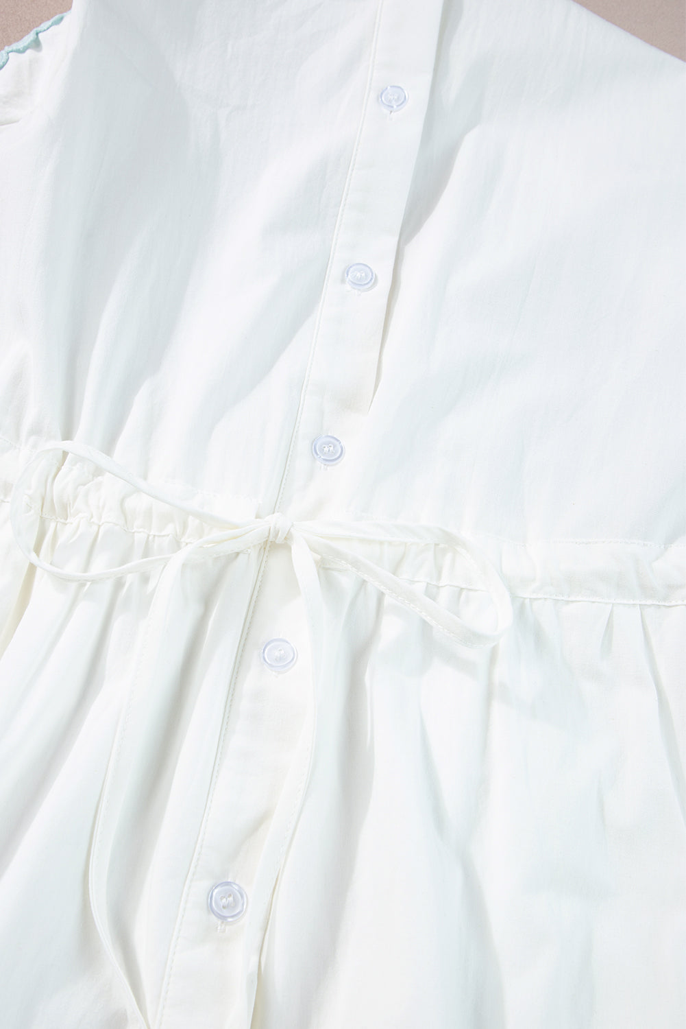 White High Waist Short Sleeve Tiered Shirt Dress