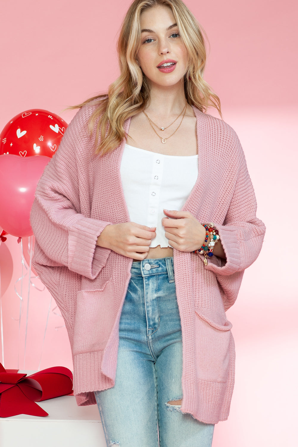 Batwing Sleeve Oversized Cable Knit Cardigan