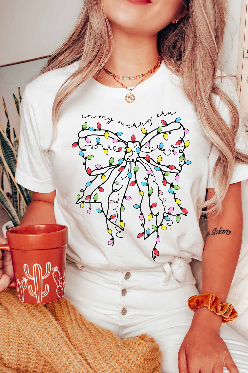 Christmas Lights Bow Tee