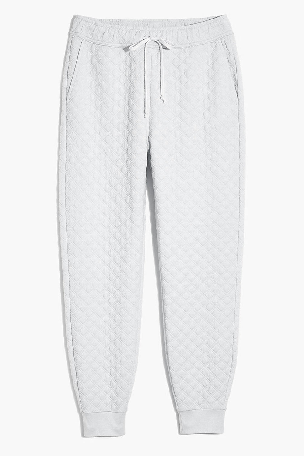 White Quilted Hoodie/Drawstring Jogger Pants Set