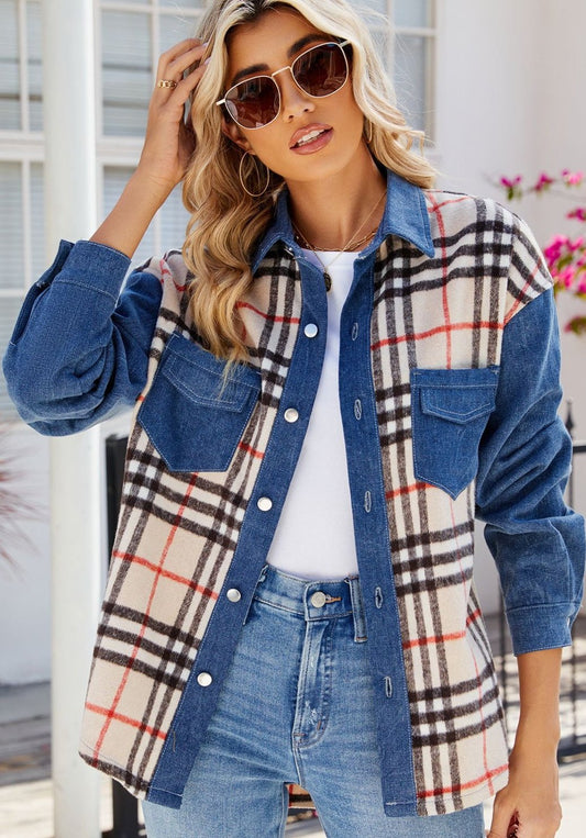 Brit Plaid Denim Jacket