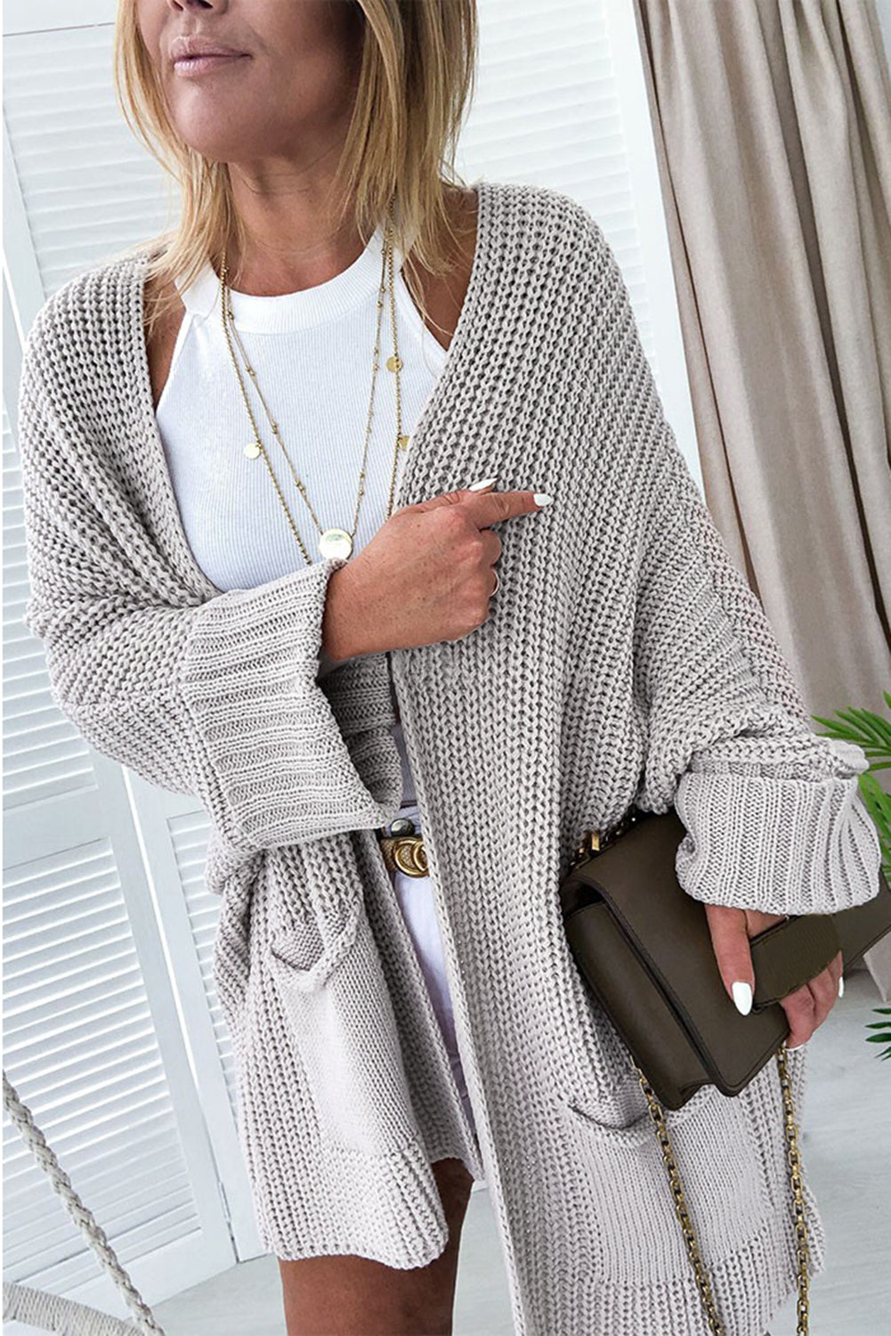 Batwing Sleeve Oversized Cable Knit Cardigan