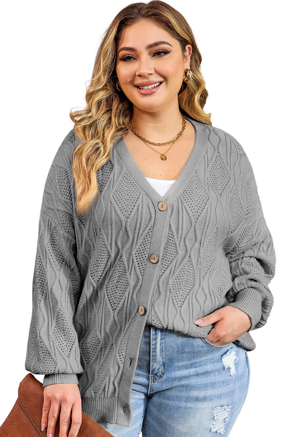 Lightweight V-Neck Cardigan Plus Size