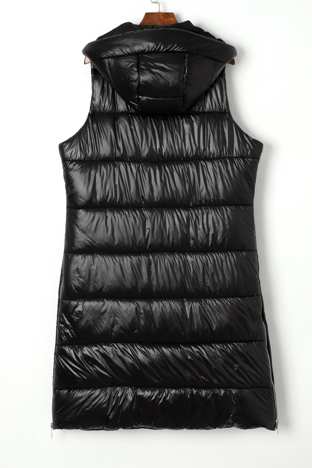 Long Quilted Vest with Hood