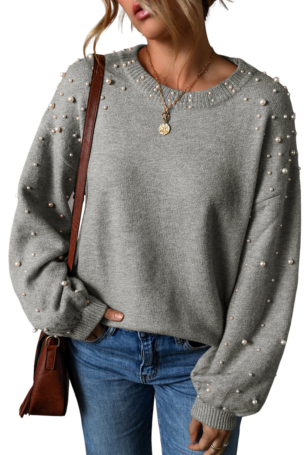 Pearl Drop Shoulder Sweater