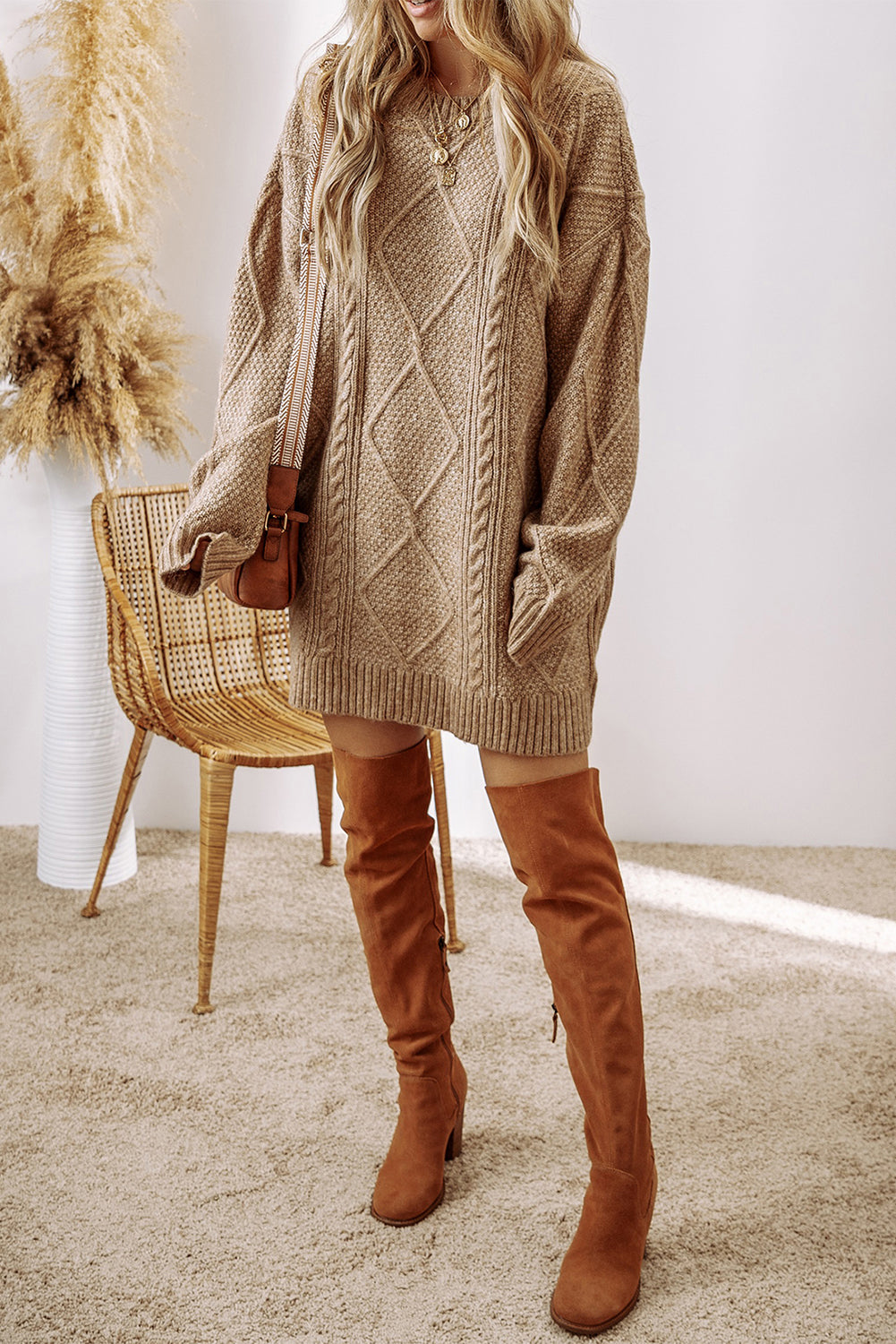 Cable Knit Sweater Dress/Tunic