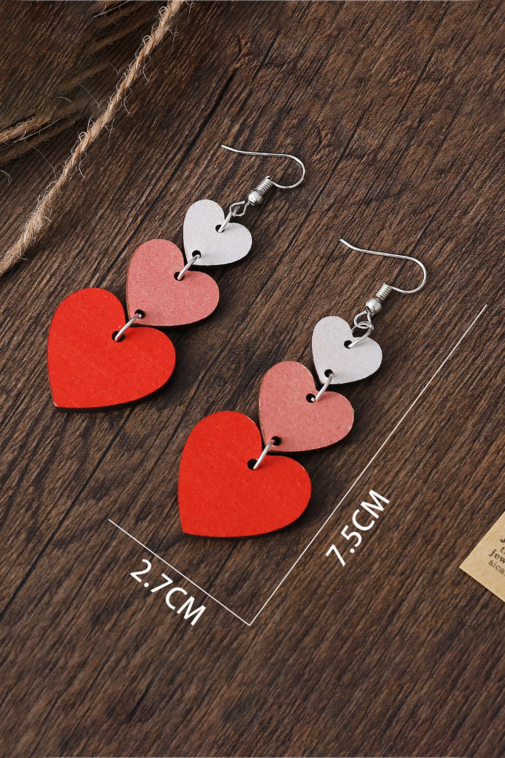 3 Heart Shaped Dangle Earrings