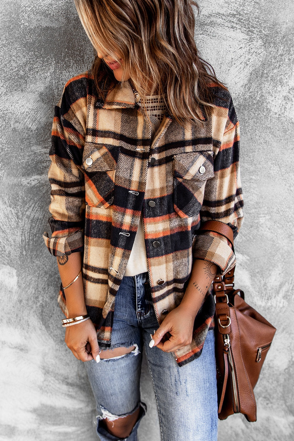 Plaid Casual Button Up Flannel Shacket