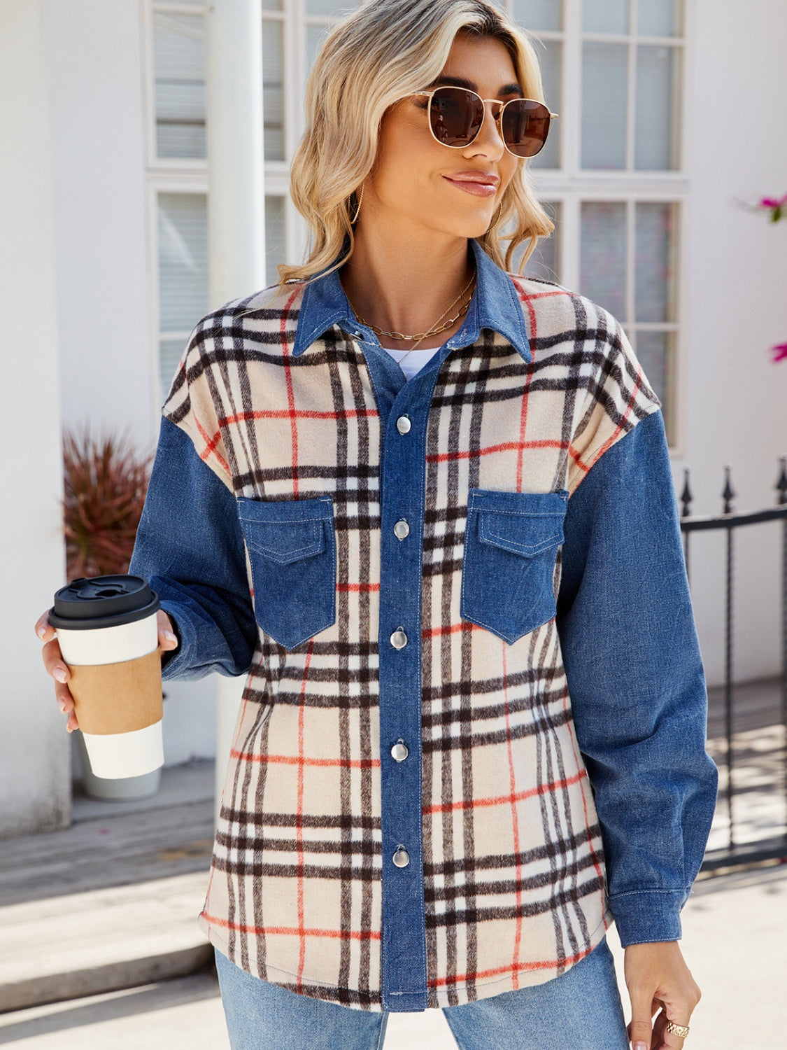 Brit Plaid Denim Jacket